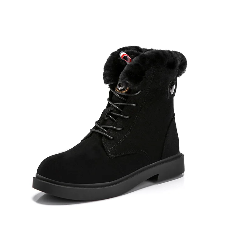

Women's Snow Boots Autumn Winter New High To Help Plush Casual Flat Trend Short Boots Lace-UP Warm Platform Ankle Boots Female