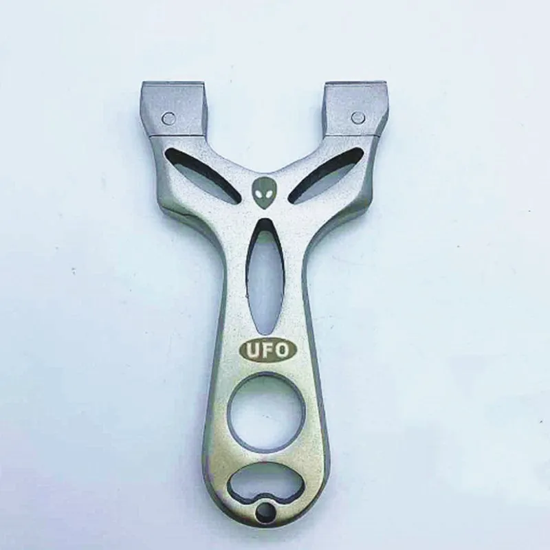

Stainless Steel UFO Alien Hunting Slingshot with Flat Rubber Band Powerful Handheld Bow New