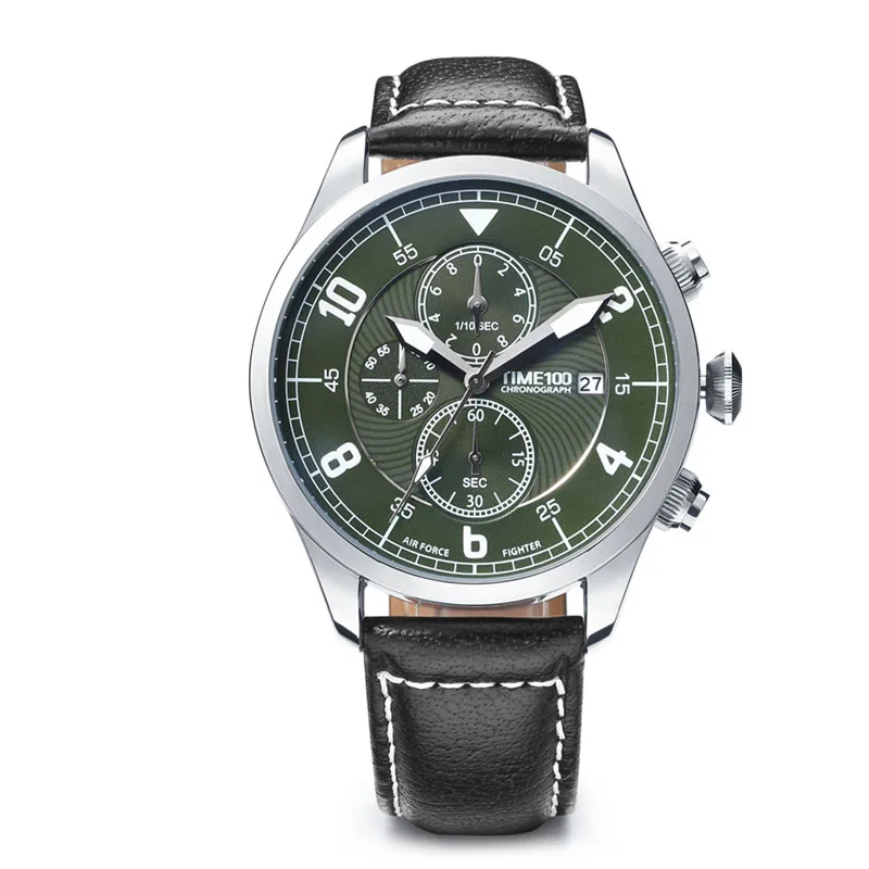 Time100 новые модные часы мужские многофункциональные с кожаным ремешком Мужские кварцевые часы календарь Авто Дата Бизнес повседневные наручные часы
