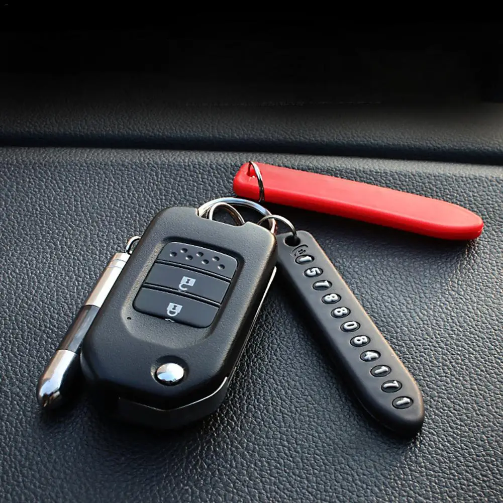 

Hot Car Keychain Anti-Lost Phone Number Plate Key Tag For Card Phone Pendant Keychain Car Auto Vehicle Interior