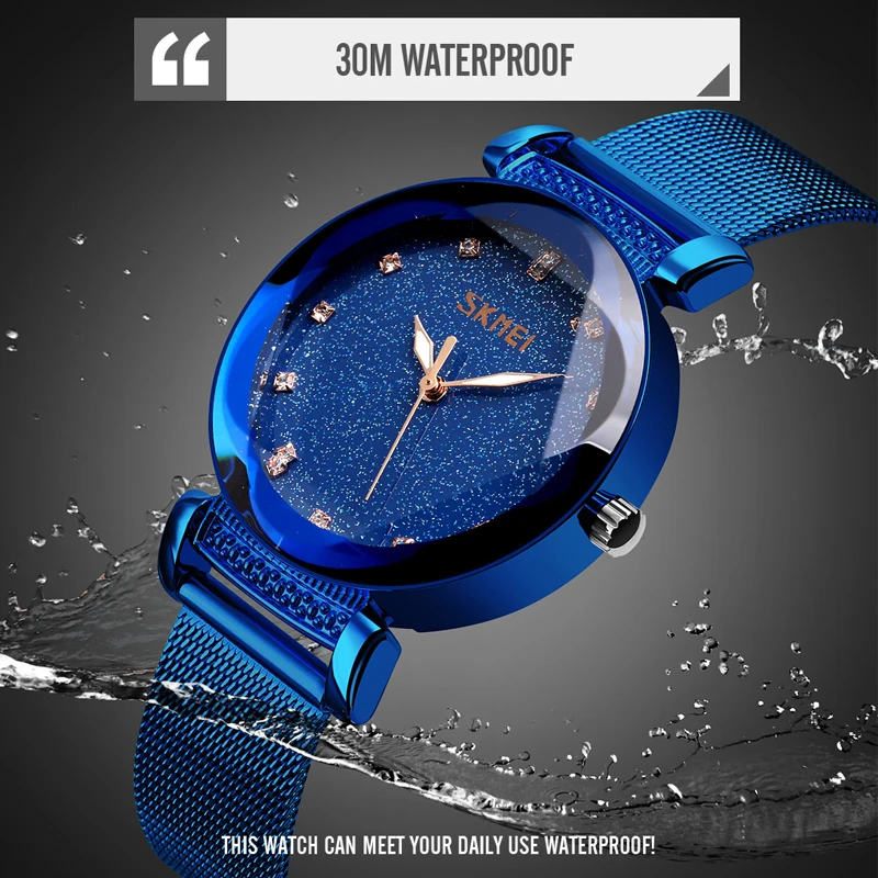 

Fashion Women Quart Watch Luxury Starry Dial Women's Watches Ladies Dress Wristwatch Waterproof Bracelet Clock Top Brand SKMEI