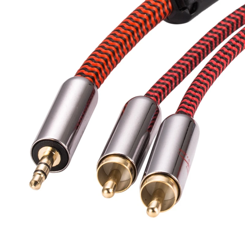 Hifi Audio Cable 1/8" Mini Jack 3.5mm to Dual RCA AUX Car PC Headphone