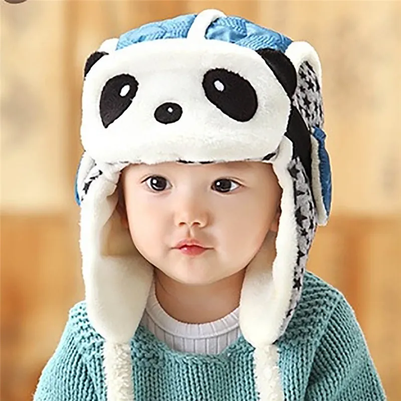1 шт. детская Милая Кепка с пандой теплая бархатная зимняя шапка маска для детей