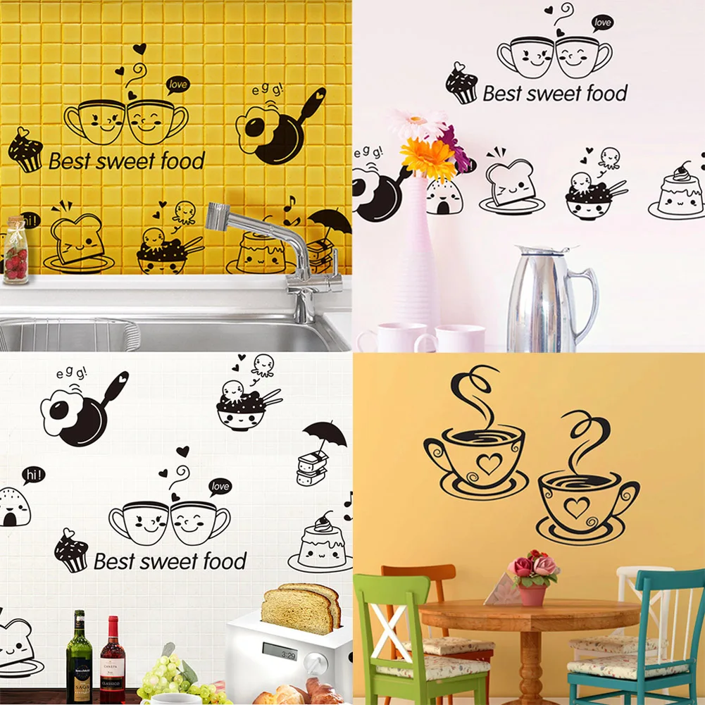 

Fashion Coffee Cup Decals Removable Vinyl Wall Sticker Restaurant Kitchen Home Decor Decoration Posters