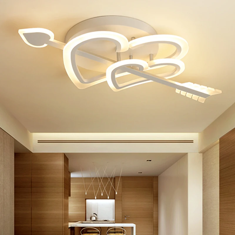 New Art Deco Love Led Ceiling Lights For Bed Children's room Romantic wedding room home lighting Ironware+Acrylic Ceiling Lamp