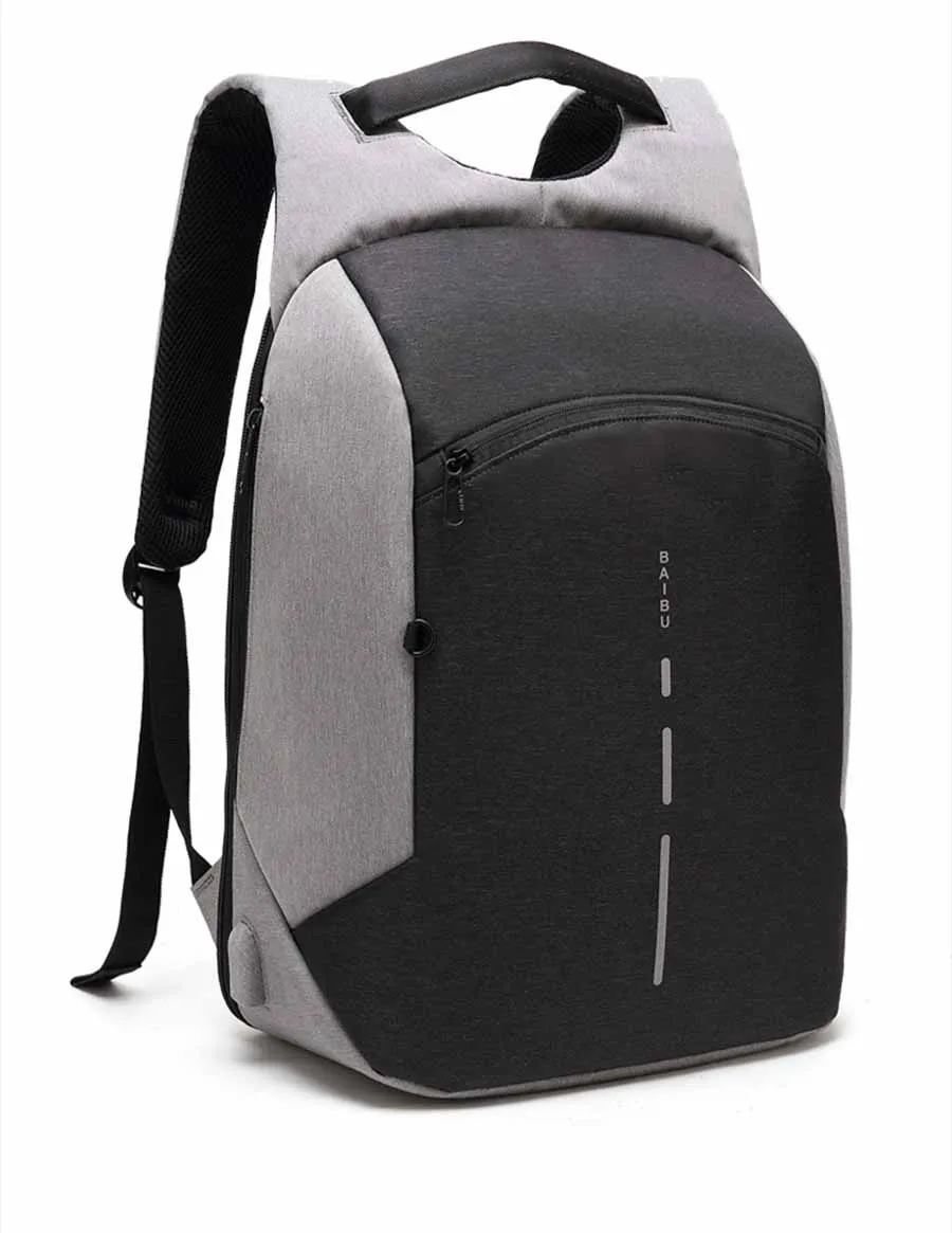BAIBU 2031 Многофункциональный 15," рюкзак для ноутбука, мужская дорожная сумка, водонепроницаемый рюкзак для студентов с зарядкой через usb, школьные сумки для подростков