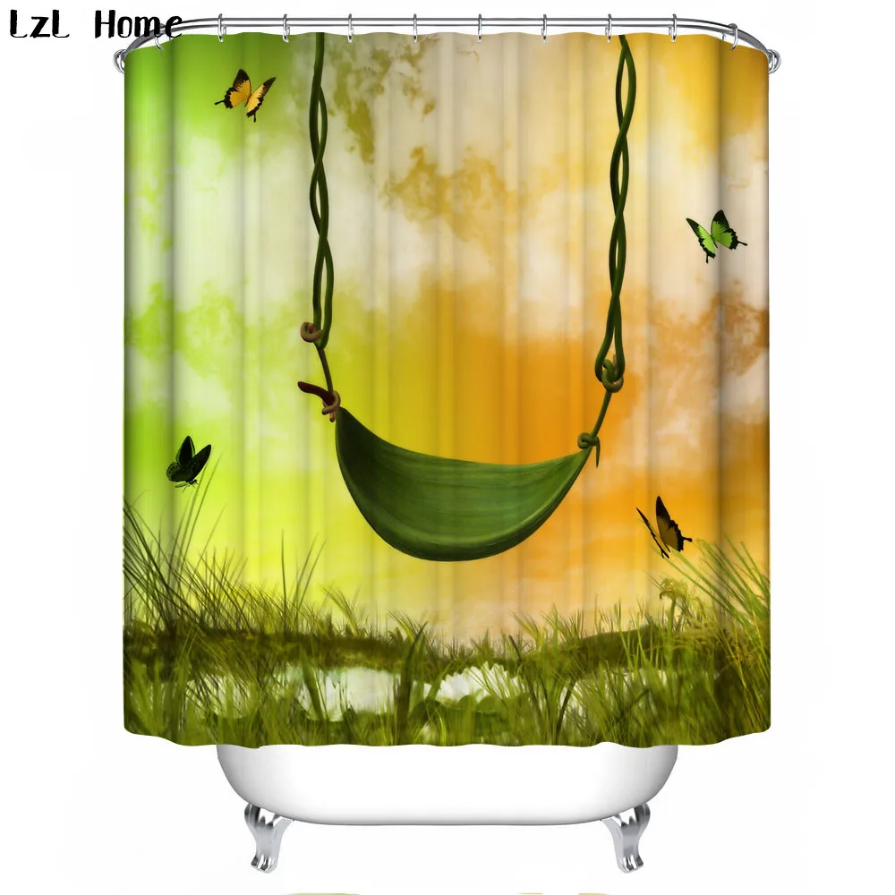 

LzL Home 3D Cartoon Shower Curtain Cute Funny Curtains Waterproof Mildew Proof Polyester Fabric Bathroom Accessories 12 Hooks