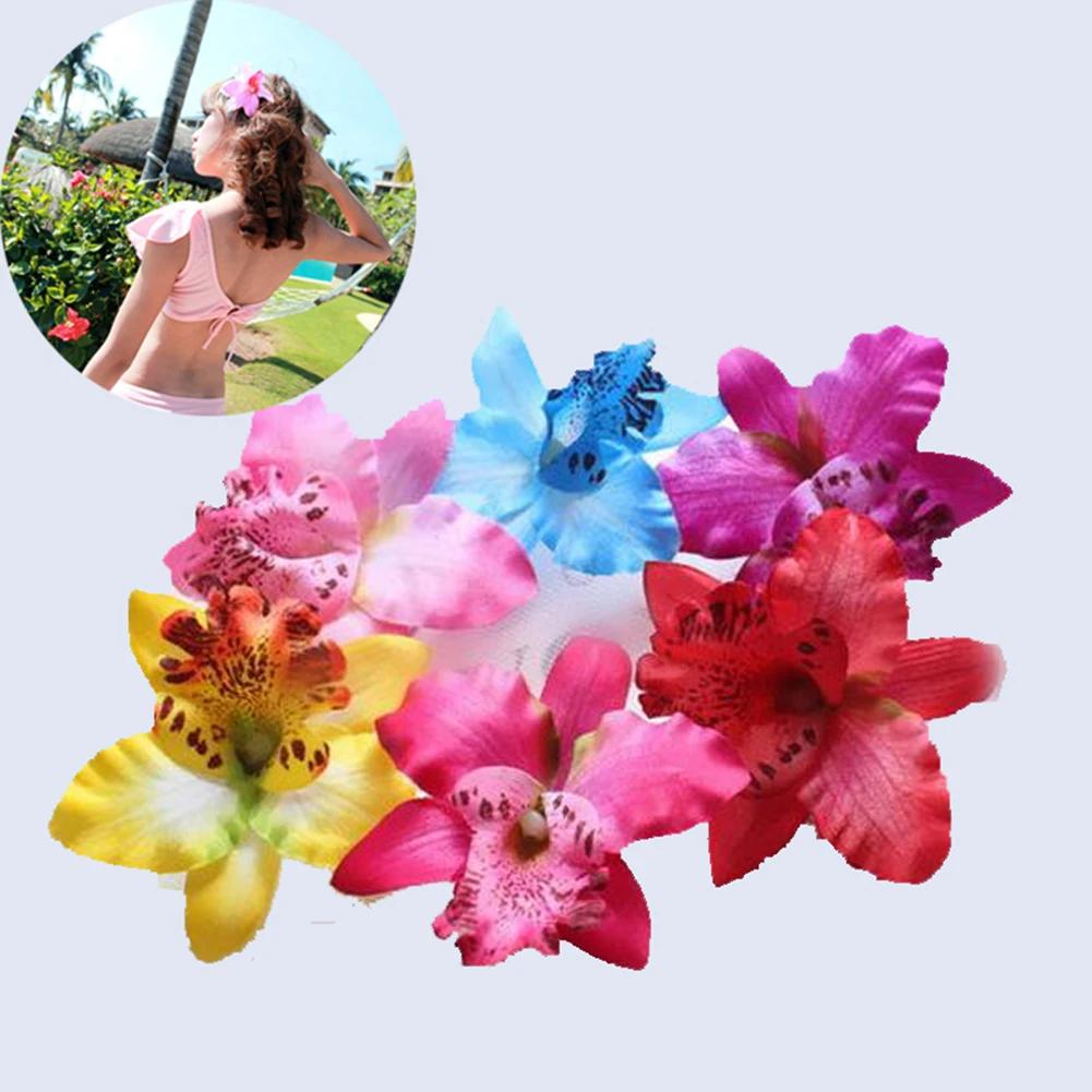 1 шт. подарок песок пляж женщины шикарные модные цветы заколки для волос Горячая Ручная работа бабочка искусственная Орхидея 18 цветов