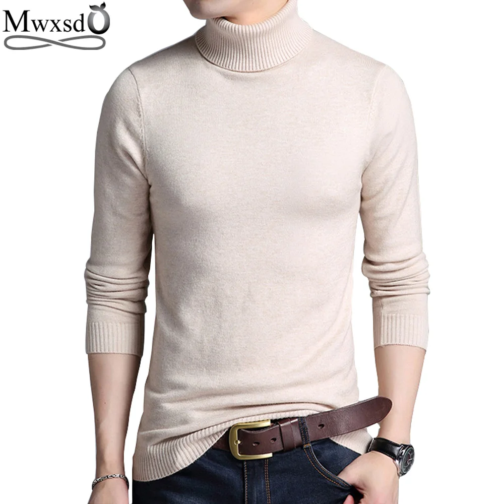 

Mwxsd Autumn Winter fashion mens Turtleneck Pullover Sweaters Men Solid Long Sleeve Pullovers Men Soft Knitwear Jumpers Sweater