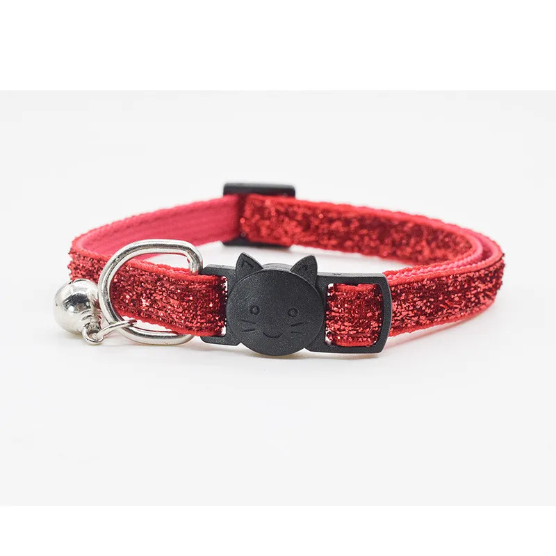 

Cat Collar With Bell Kittens Solid Color Sequin Collars Cute Cartoon Cat Face Adjustable Collars Pet Lead Accessories
