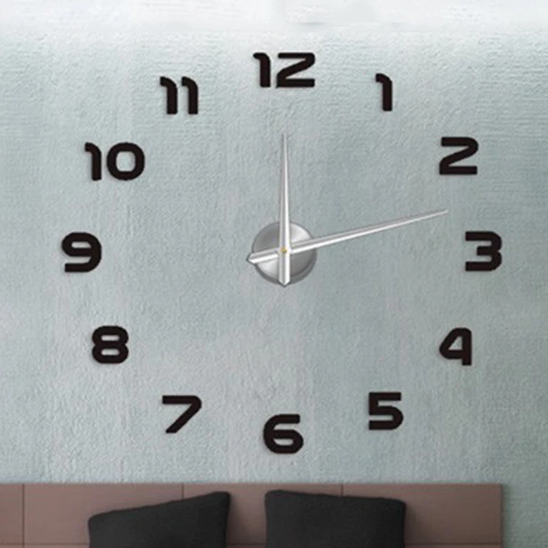 Big Hours Large Decorative Wall Clock Modern Design DIY Clocks Metal