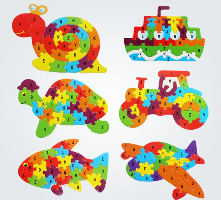 Детская интеллектуальная игрушка познание английские буквы здание Деревянные Животные головоломки детские игрушки 2-6 лет