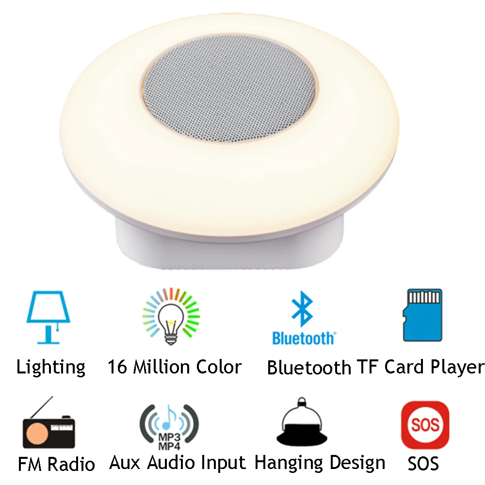 Portable Outdoor Wireless Light Bluetooth Speaker with FM Radio SOS Signal LED Lamp with 2000mah Battery Light up Speakers