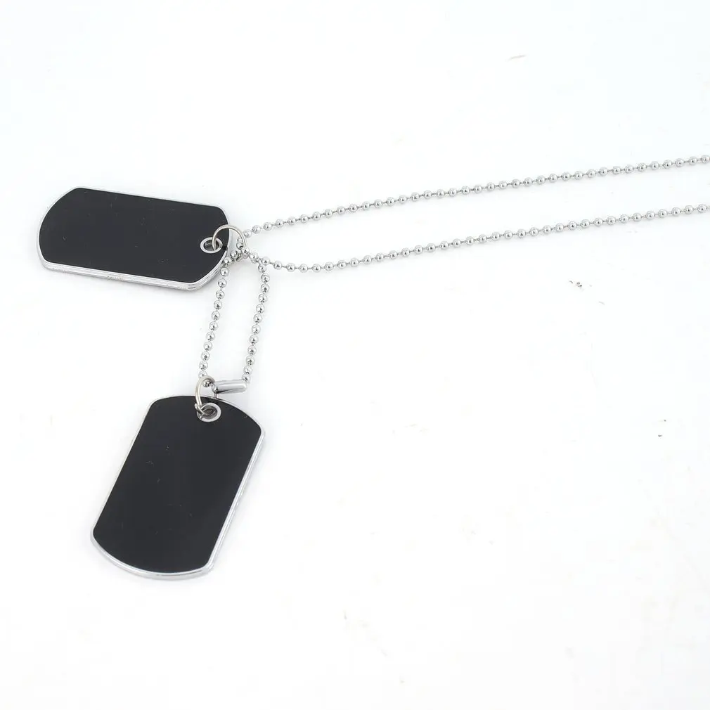 Армейский Стиль Черный 2 Собаки бирки цепь красота Подвеска для мужчин ожерелье маркировка военных грузов ожерелье свитер цепь черный крутой