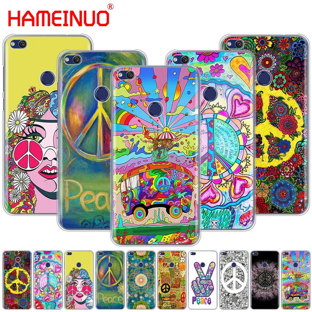 

HAMEINUO Hippie Psychedelic Art Peace Cover phone Case for huawei Ascend P7 P8 P9 P10 P20 lite plus pro G9 G8 G7 2017