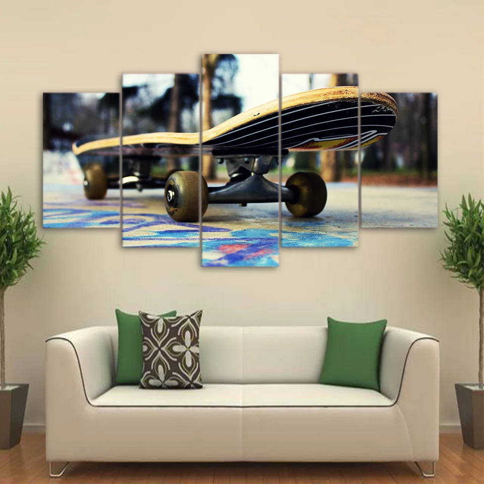 HD Printed 5 Piece Canvas Art Skateboard Canvas Paintings Wall Pictures For Living Room Home Decor Poster Free Shipping CU-1672A