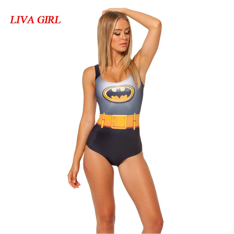

Super Hero Batman Sexy Swimsuit Women Cosplay Batman Swimwear Low Cut Back Bathing Suit Swim Wear Female Monokini