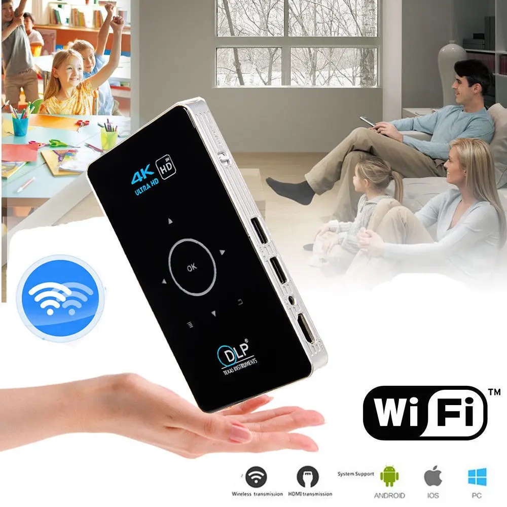 OTHA мини карманный проектор HD 2 ГБ/16 ГБ Портативный Android DLP Touch Pad WI FI 1080 P дома кино с