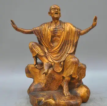 

15'' China Buddhism Panthaka the 10th of Eighteen Arhat Monk Bronze Statue