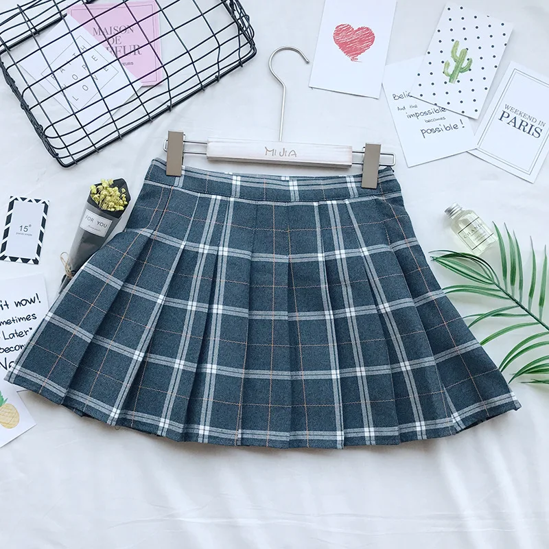 Стиль школьная форма юбка корейский колледж Ветер высокая талия клетчатая Модная элегантная плиссированная юбка - Цвет: 2