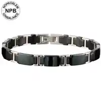 Noproblem 065 3000 ions balance ceramic beads power therapy choker punk fitness tourmaline germanium charms men's bracelet