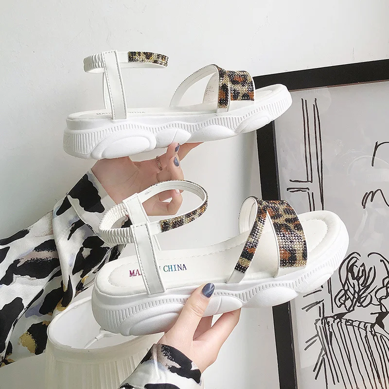 

2019 Summer Leopard PU Wedges Platform Women Sandals for Female Comfort Casual Ladies Shoes Plus Size 35-40