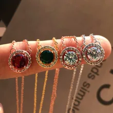 Роскошные женские белые/зеленые/синие/Красные ожерелья подвески серебряная с золотом цепь ожерелье Большой Циркон Камень ожерелье s для женщин