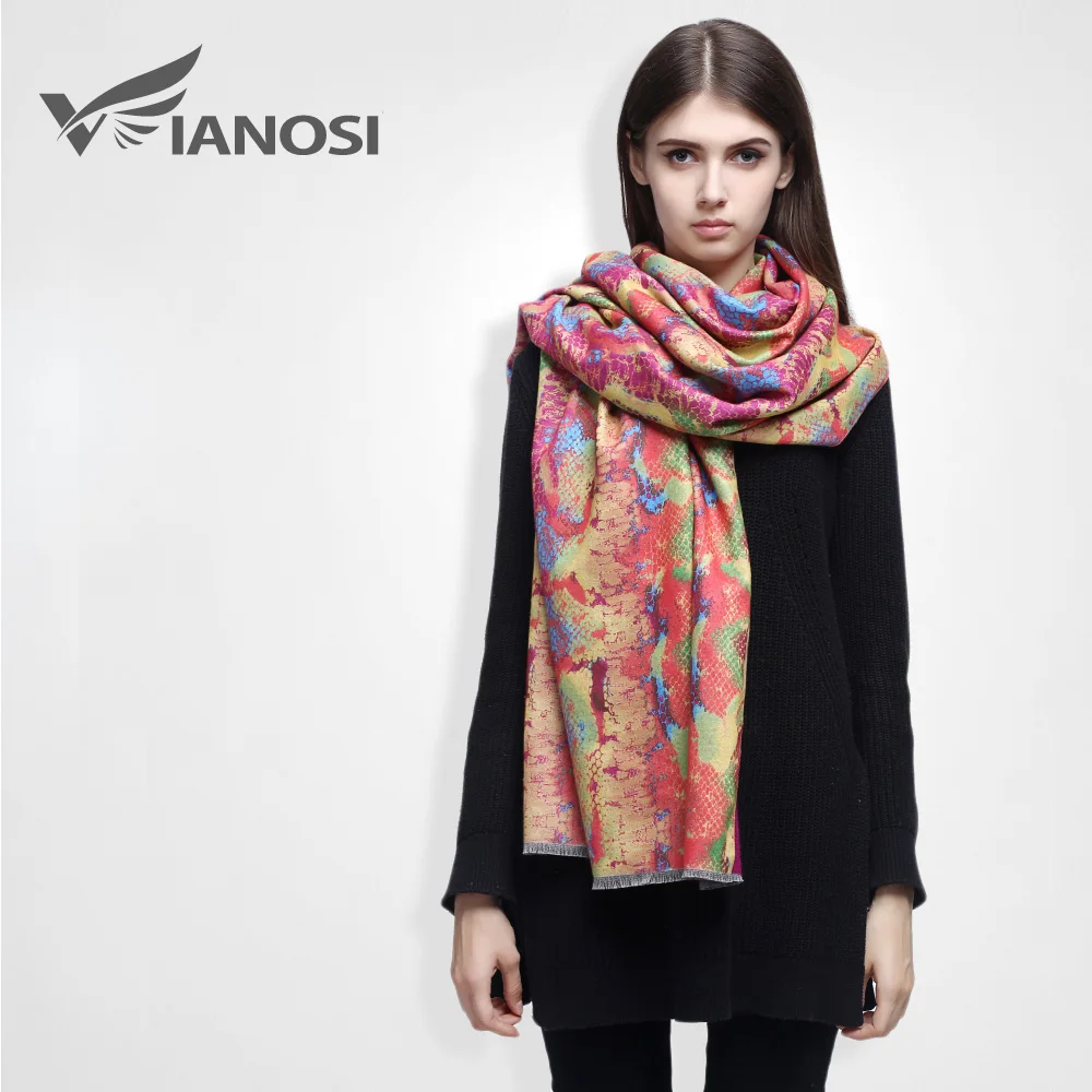 [VIANOSI] Luxury Brand Winter Silk Women Snake Printed Scarf Female