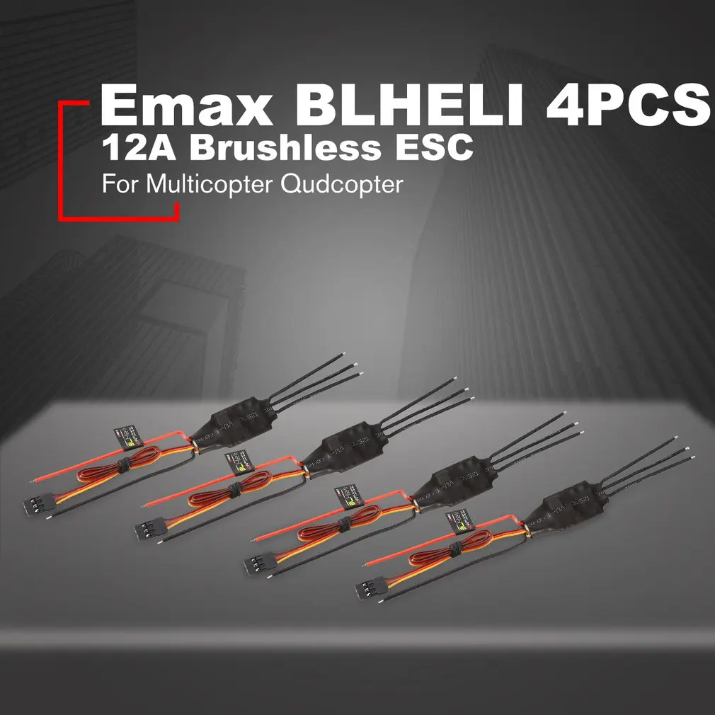 

Emax BLHELI Series 12A Brushless Speed Control ESC 2-4S Lipo BEC 1A/5V for Multicopter Qudcopter Airplane Drone Helicopter