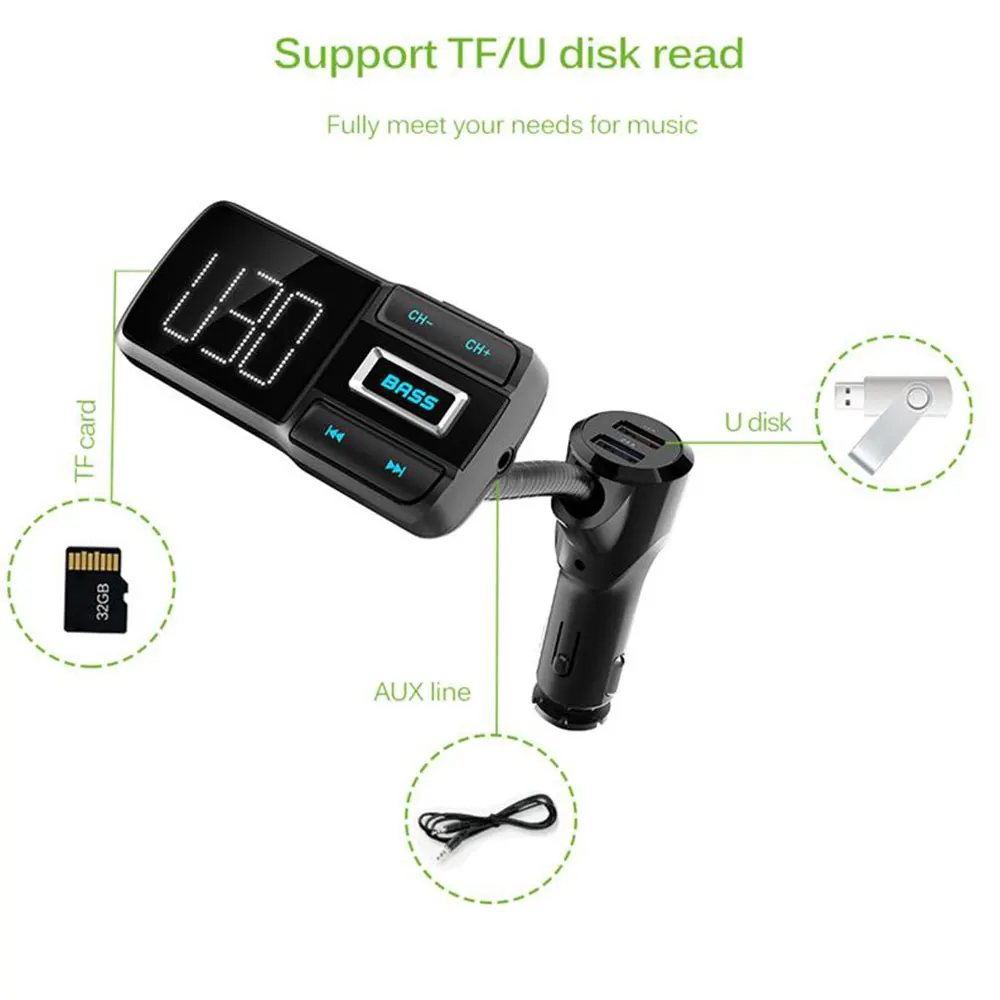 Двойной USB BT77D fm-передатчик Bluetooth автомобильный комплект MP3 Bluetooth громкой связи TF карта портативный музыкальный стерео умный игрок