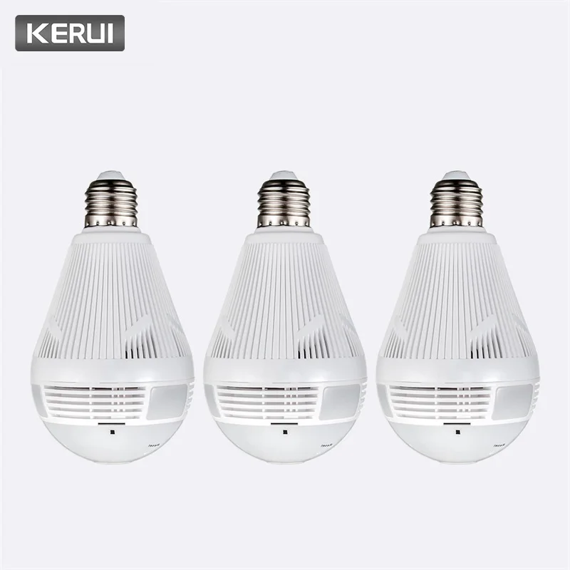 KERUI 3 шт./лот домашняя охранная беспроводная 960P лампа рыбий глаз панорамная WIfi ip