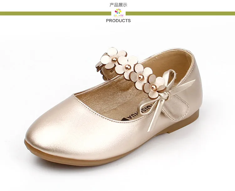 Новая обувь для девочек на осень и весну, тонкие туфли принцессы, мягкая детская обувь из искусственной кожи с украшением в виде цветов и