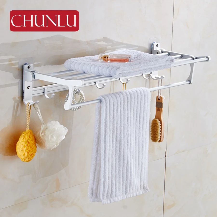 CHUNLU House Aluminium Bathroom Folding Racks Bath Towel Holder Robe