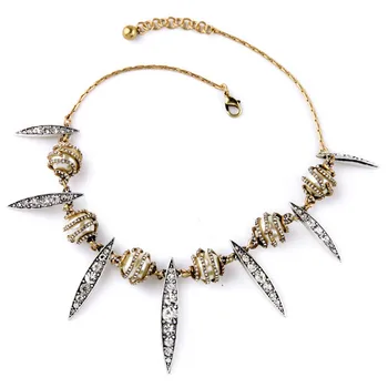 

2017 New Arrival Link Chain Maxi Necklace Collares Collier Fashion Rhinestone Leaf Luxury For Woman Jewelry Chains Necklaces