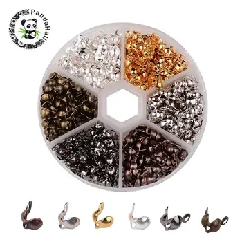 

1 Box Iron Bead Tips, Nickel Free, Mixed Color, 8x4mm, Hole: 1.5mm; 3mm inner diameter; about 700pcs/box