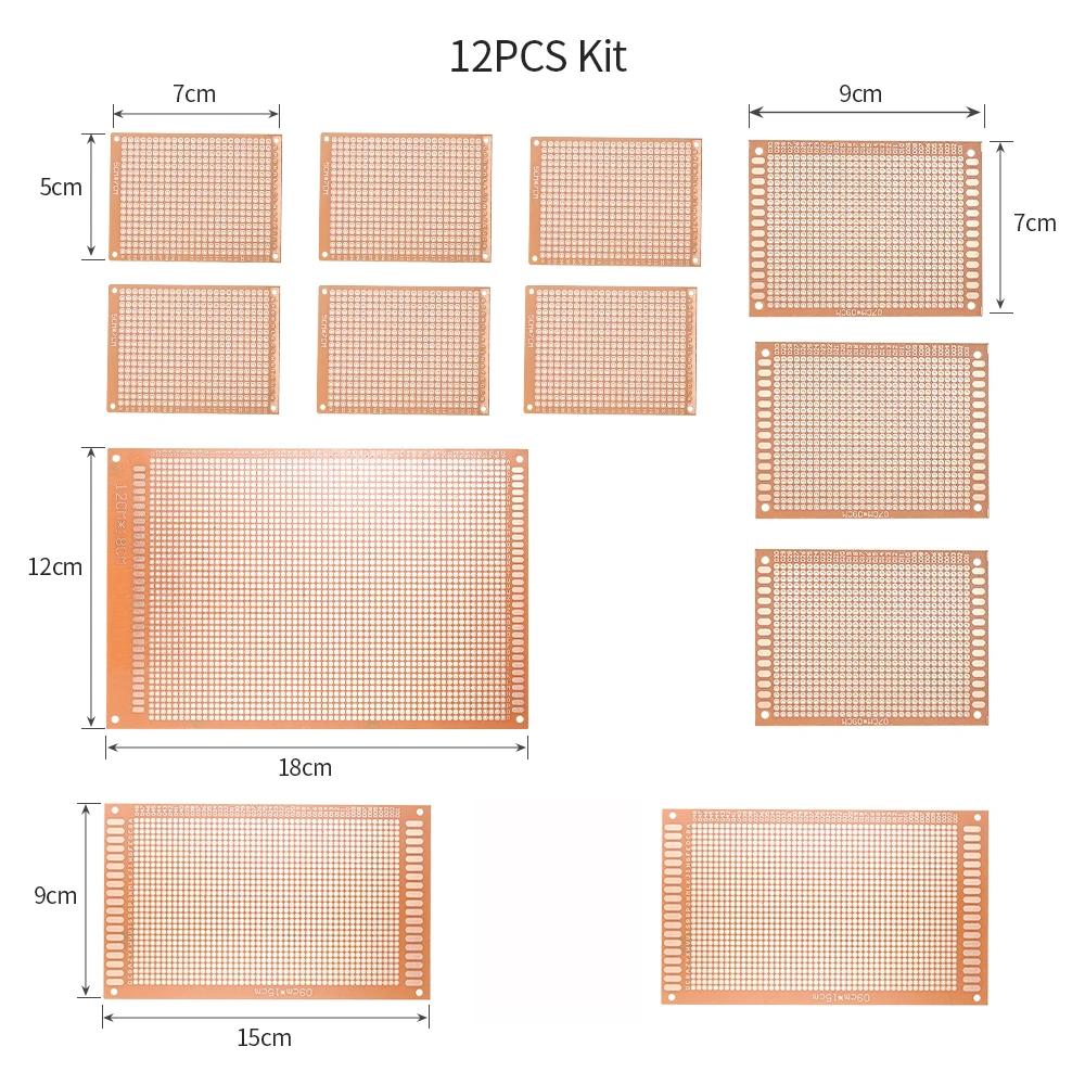 12 шт. прототип печатной платы Универсальный макет печатная плата Комплект для электронных DIY проект