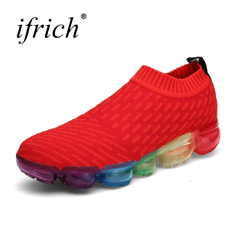 

2018 Sport Trainers Breathable Walking Shoe Black Red Men Women Spring Summer Training Shoe Slip on Running Sneakers
