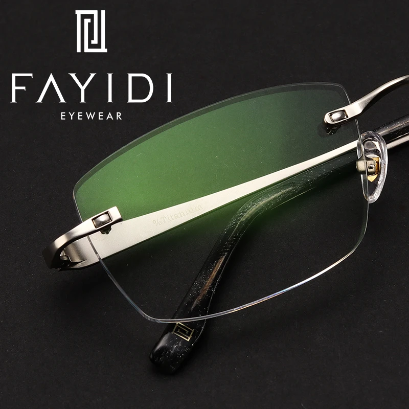 

Metal Rimless Glasses Frame Men Optical Myopia Computer Prescription Eyeglasses Frame Business Style #F109