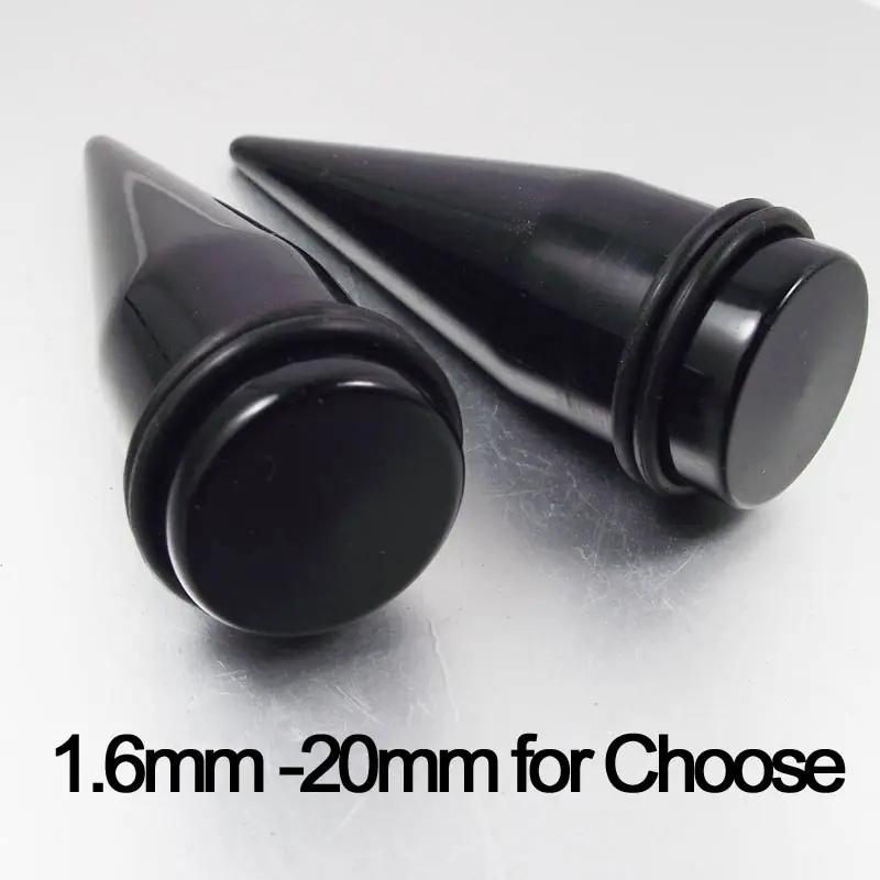 

1.6mm 12mm 14mm 16mm big size Acrylic Ear Piercing Tapers Ear Expander Black Flesh Tunnel Free Shipping