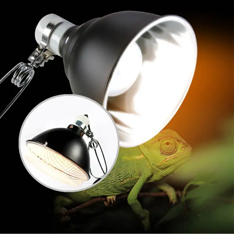 

Smuxi E27 Lamp Base Ceramic Reptile Tortoise Bulb Lamp Holder Lampshade Reflector Light Clamp Lampholders US Plug Black