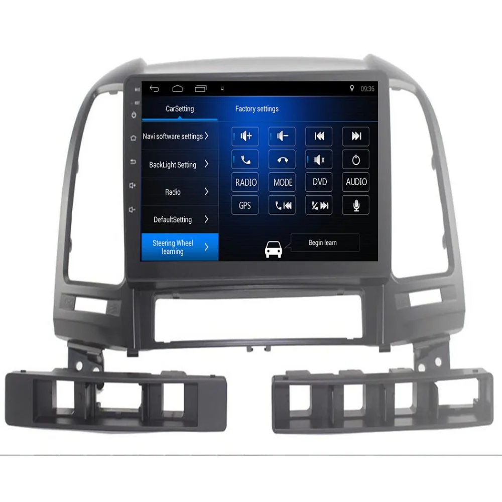Top Android 6.0/9.0/8.1 9" Car Radio Multimedia Player GPS Head Unit For HYUNDAI SANTA FE 2005 2006 2007 2008 2009-2012 5