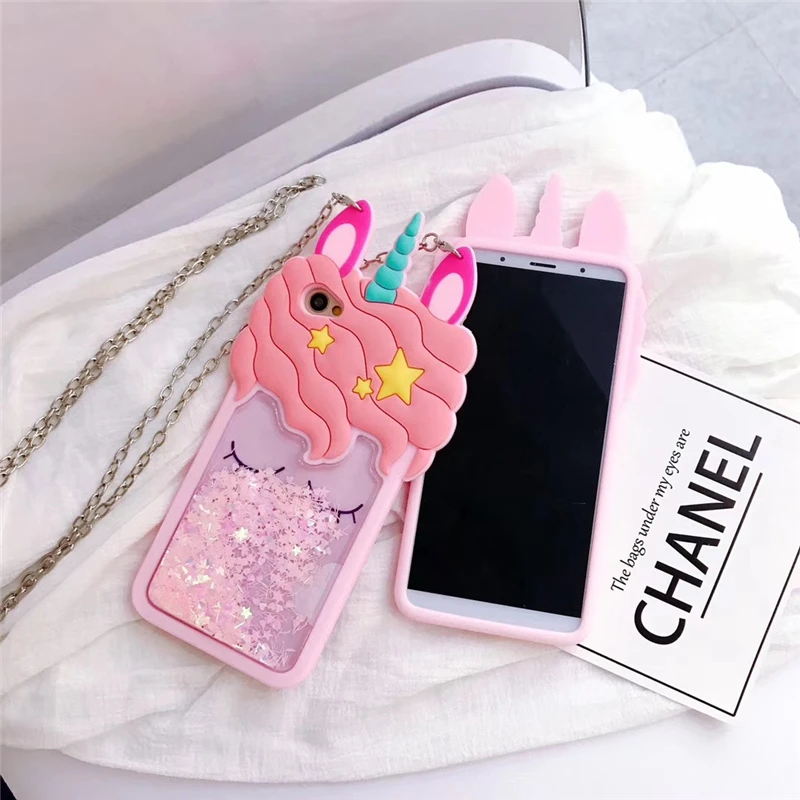 Soinmy Unicorn Case For Huawei p20 pro p20 lite p10 plus honor 10 9 v9 8 pro silicone 3D cute cartoon animals liquid cover Case