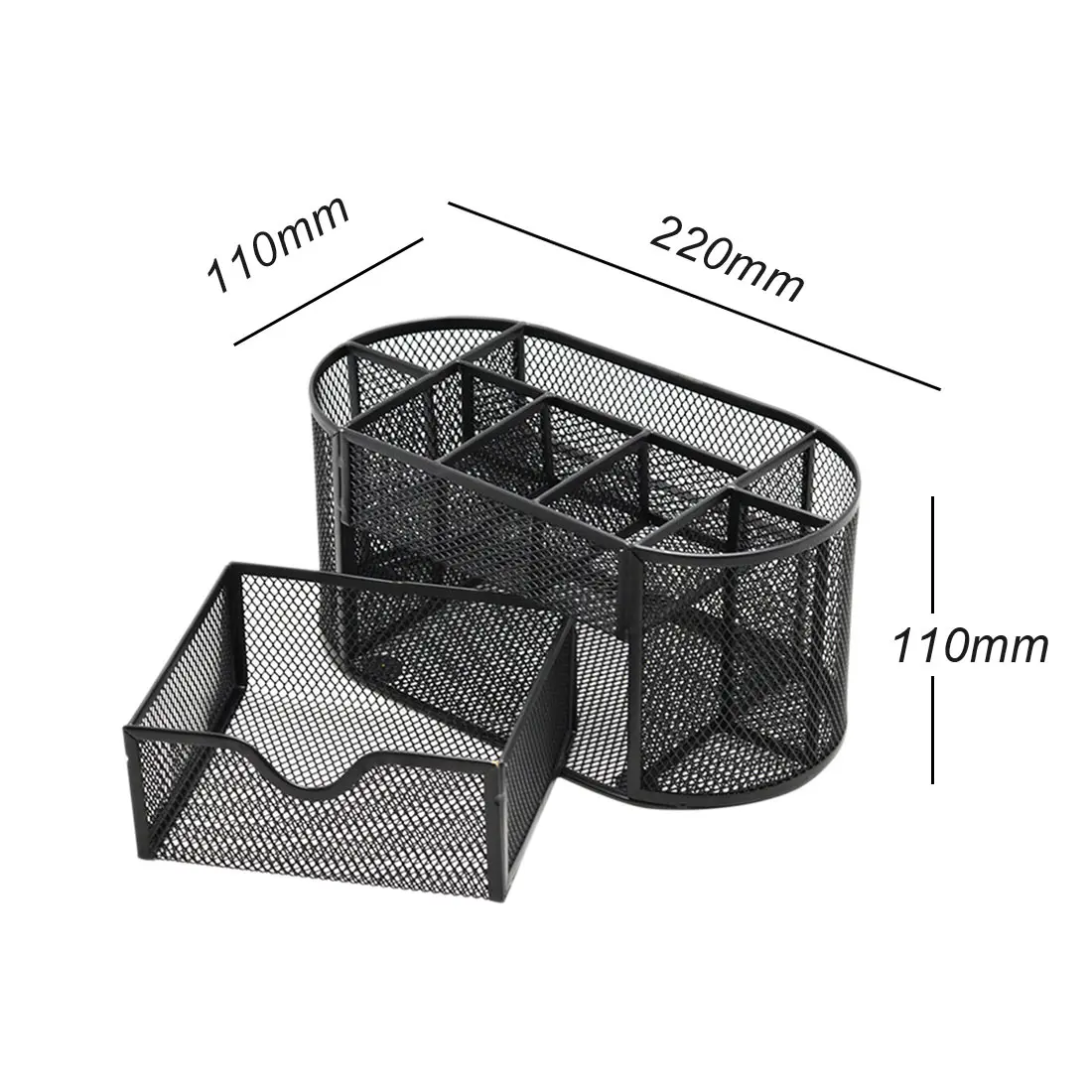  22*11*11cm Multifunction 9 cells Stationery Desk Organizer Pen Holder Metal Mesh Desktop Office Pen