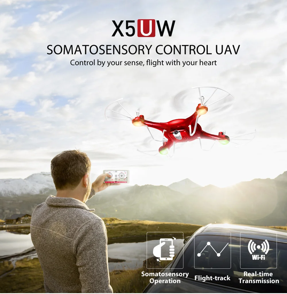 SYMA X5UW Квадрокоптер вертолет дроны в режиме реального времени Трансмиссия RC Дрон с камерой HD Wifi FPV смартфон управление Дрон игрушки