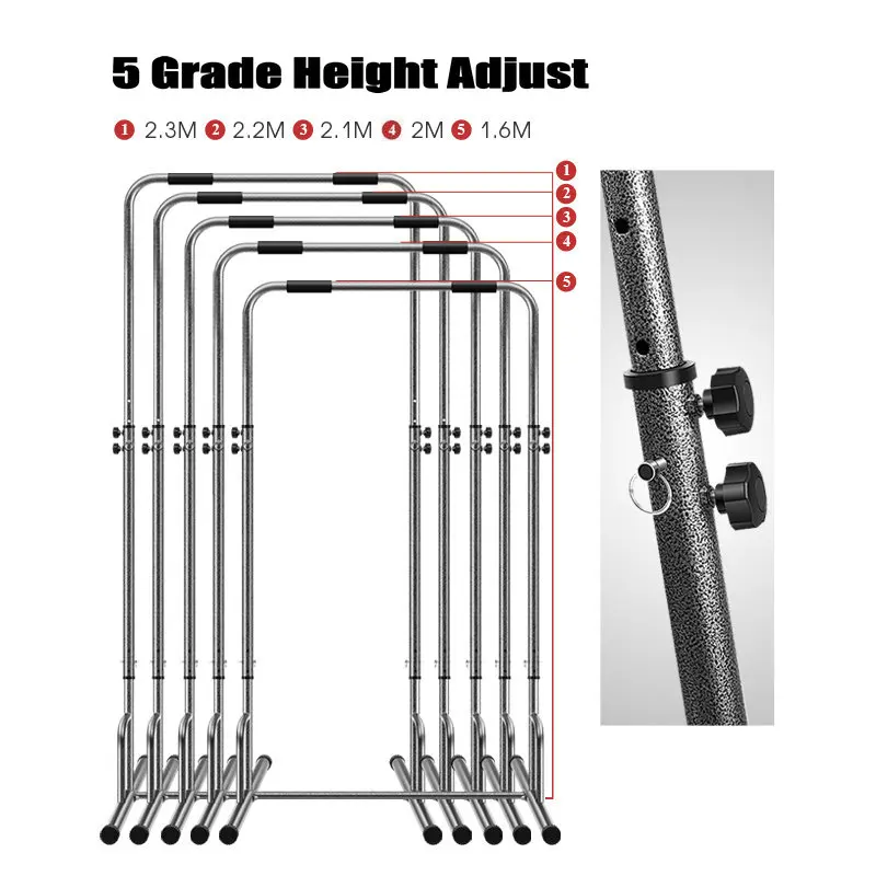 US $142.49 Width 70cm Base Indoor Horizontal Bar Capacity 150KG Pull Up Bar with Thicken Steel Pipe 5 Grade Adjust Fitness Chin Up
