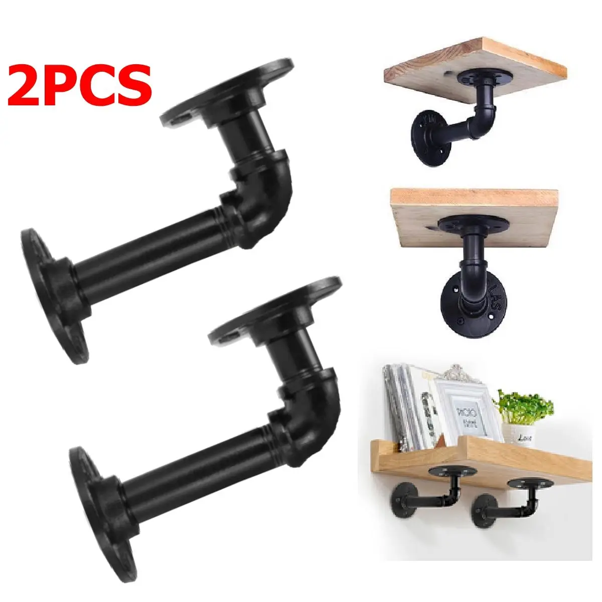 

2pcs 15X8cm Pipe Shelf Bracket Iron Industrial Pipe Shelf Bracket Mounting Bracket Holder Storage Holders Racks Home