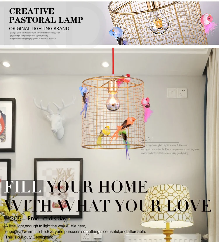 Kiwi Parrot Birdcage Modern Rural pendant light lamp bar8