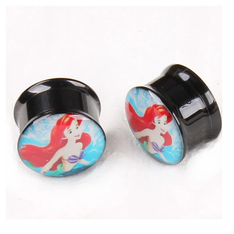

2pcs Redhead Sexy Girls pattern Stainless Steel fesh plug tunnel Ear Expander Screwed ear Gauges Body Piercing Jewelry