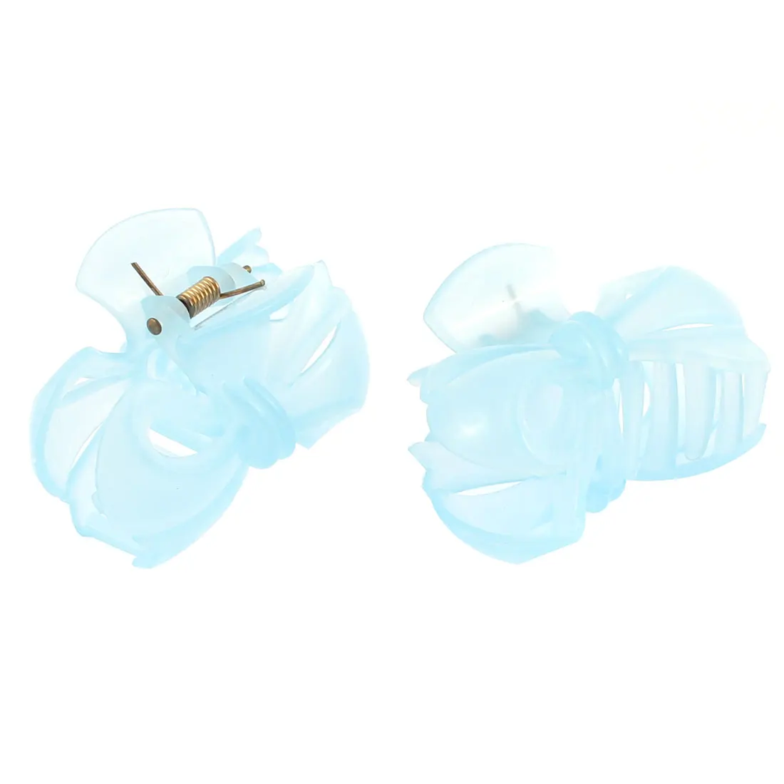 2 Pcs Light Blue Plastic Spring Loaded Toothed 10 Claws Hair Clip Clamp