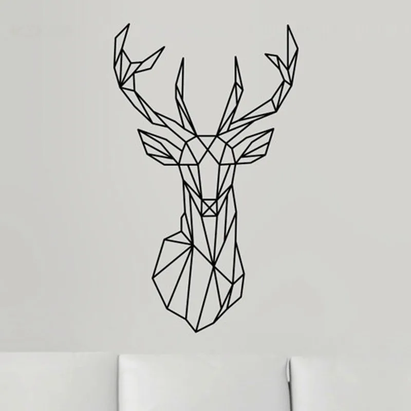 Голова оленя в геометрическом стиле DIY стикер на стену съемный минимализм Серия животных художественные обои для гостиной настенные картины украшение дома